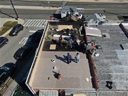 View from above of flat roof project in New York